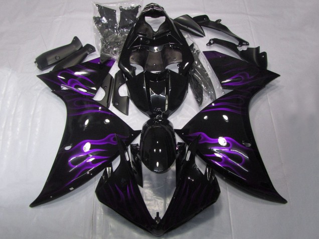 2012-2014 Glossy Black Purple Flame Yamaha YZF 1000 R1 Motorcycle Fairings UK