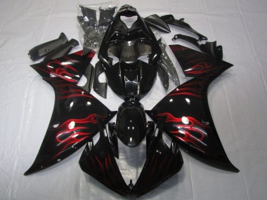 Buy 2012-2014 Glossy Black Red Flame Yamaha YZF 1000 R1 Motorcycle Fairings UK