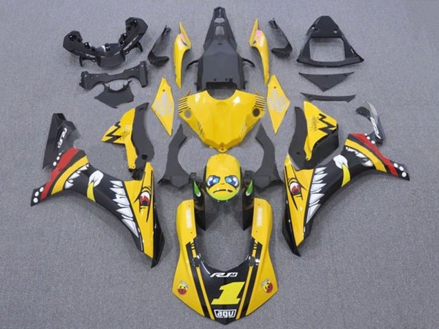 2015-2019 Yellow Red Shark Yamaha YZF 1000 R1 Motorcycle Fairings UK