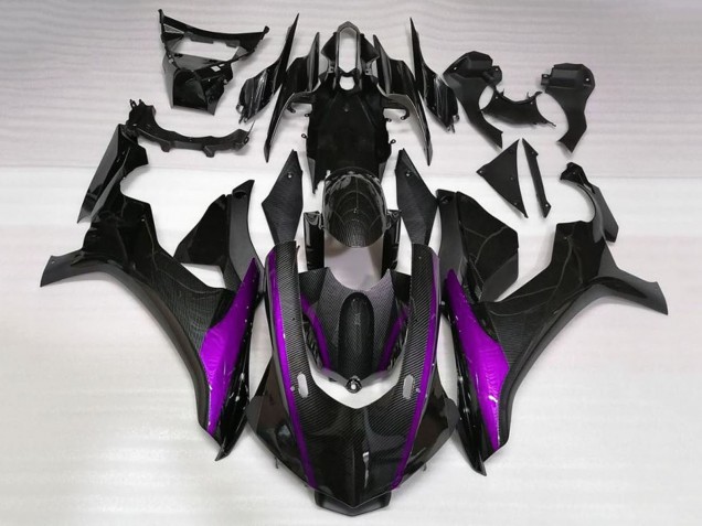 2020-2025 Faux Carbon Fiber Purple Stripe Yamaha YZF 1000 R1 Motorcycle Fairings UK