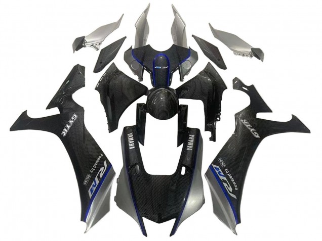 2020-2025 Faux Carbon Fiber Silver Blue Yamaha YZF 1000 R1 Motorcycle Fairings UK