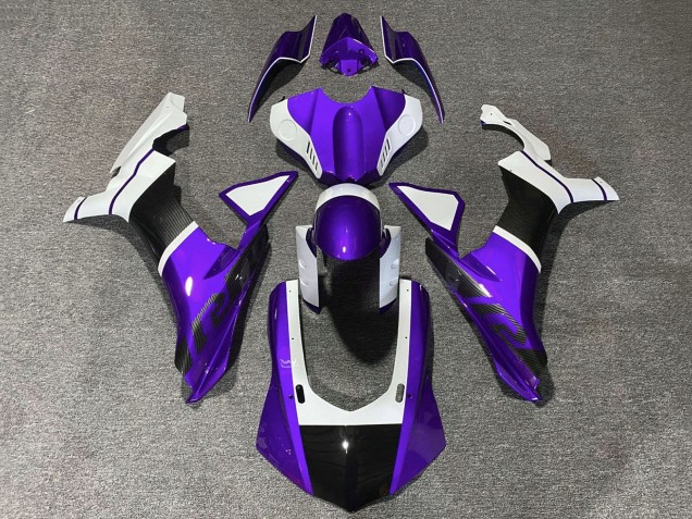 2020-2025 Purple White Faux Carbon Fiber Yamaha YZF 1000 R1 Motorcycle Fairings UK