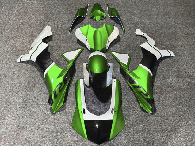 2020-2025 White Green Faux Carbon Fiber Yamaha YZF 1000 R1 Motorcycle Fairings UK