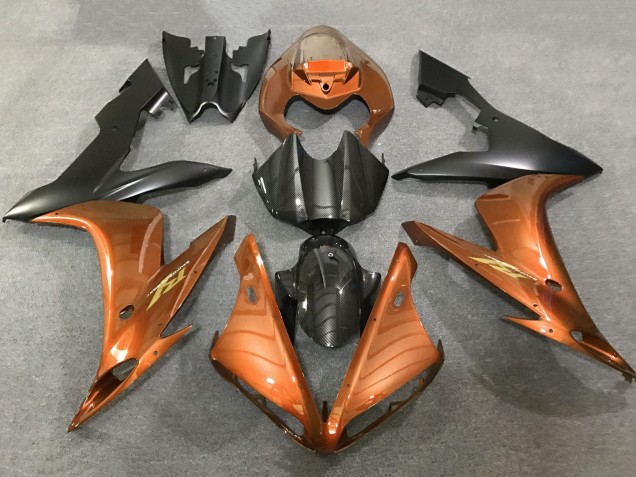 2004-2006 Orange Faux Carbon Fiber Matte Black Yamaha YZF 1000 R1 Motorcycle Fairings UK