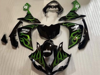 Buy 2007-2008 Glossy Black Green Flame Yamaha YZF 1000 R1 Motorcycle Fairings UK