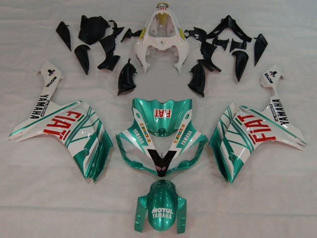 2007-2008 White Green Red Fiat Yamaha YZF 1000 R1 Motorcycle Fairings UK