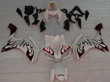 Buy 2007-2008 White Red Black Flame Yamaha YZF 1000 R1 Motorcycle Fairings UK