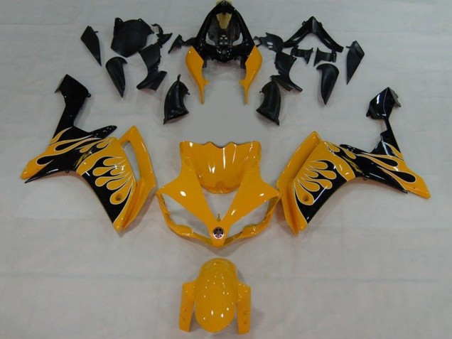 2007-2008 Yellow Black Flame Yamaha YZF 1000 R1 Motorcycle Fairings UK