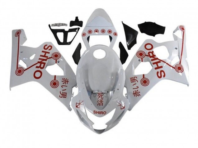 2004-2005 White Red Shiro Suzuki GSXR 600 / GSXR 750 Motorcycle Fairings UK