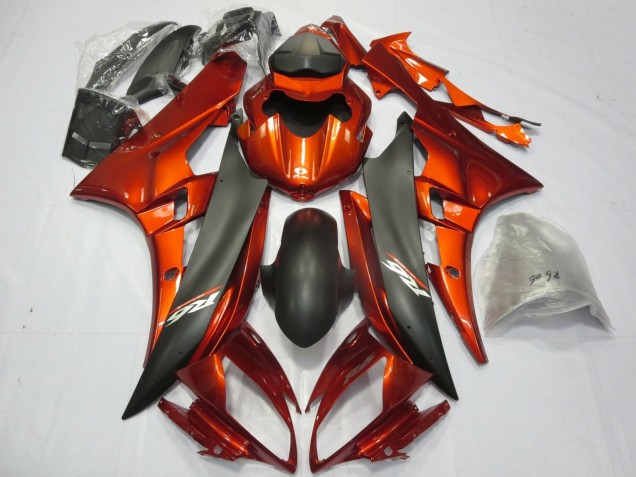 2006-2007 Orange Matte Black Yamaha YZF R6 Motorcycle Fairings UK