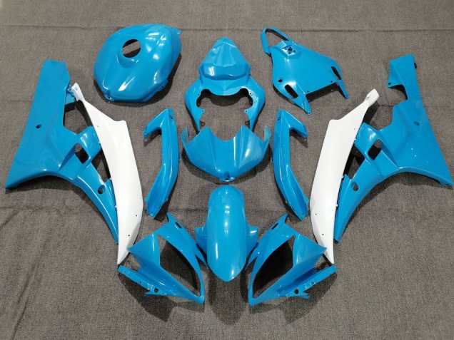 2006-2007 Light Blue White Yamaha YZF R6 Motorcycle Fairings UK