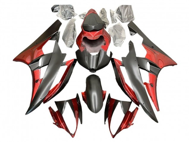 2006-2007 Red Matte Black Yamaha YZF R6 Motorcycle Fairings UK