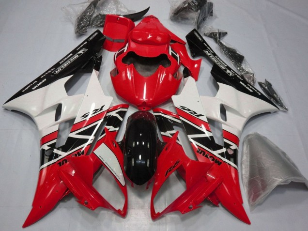 2006-2007 Red White Glossy Black Michelin Motul Yamaha YZF R6 Motorcycle Fairings UK