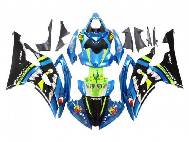 2008-2016 Blue Green Glossy Black Shark Yamaha YZF R6 Motorcycle Fairings UK
