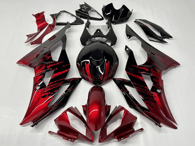 2008-2016 Red Glossy Black Fade Yamaha YZF R6 Motorcycle Fairings UK