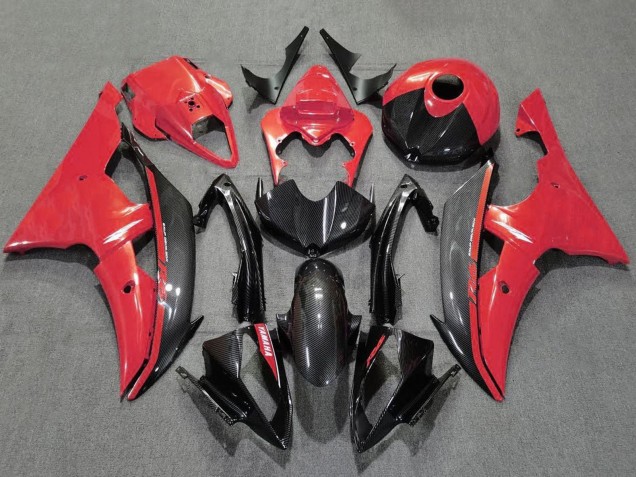 2008-2016 Red Black Carbon Fiber Style Yamaha YZF R6 Motorcycle Fairings UK