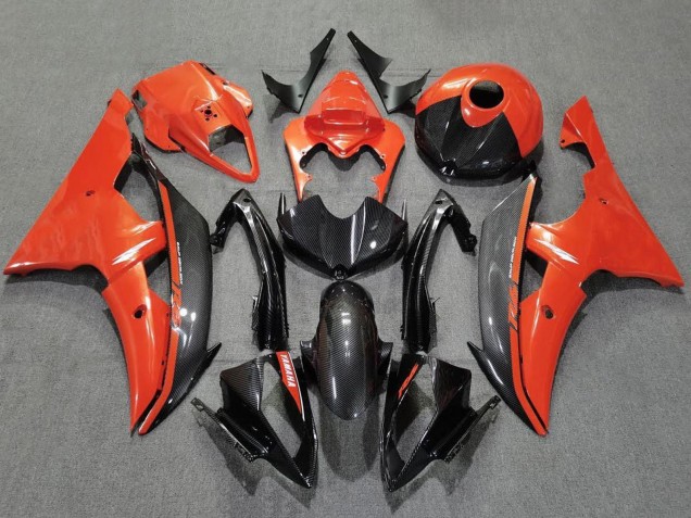 2008-2016 Orange Black Carbon Fiber Style Yamaha YZF R6 Motorcycle Fairings UK