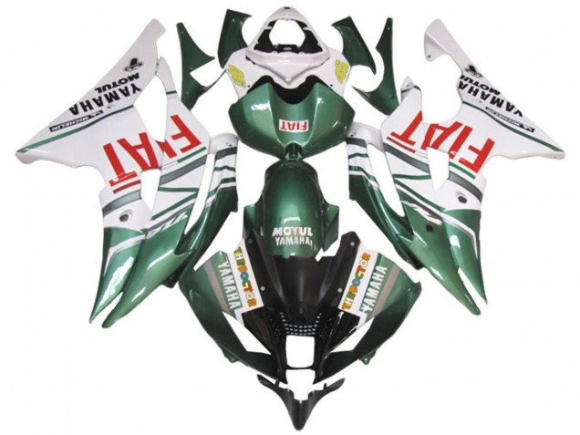 2008-2016 White Green Red Fiat Yamaha YZF R6 Motorcycle Fairings UK