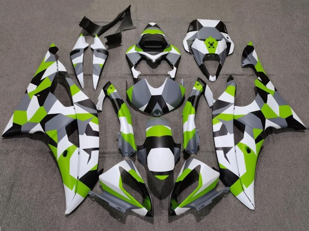 2008-2016 White Green Grey Black Camouflage Yamaha YZF R6 Motorcycle Fairings UK