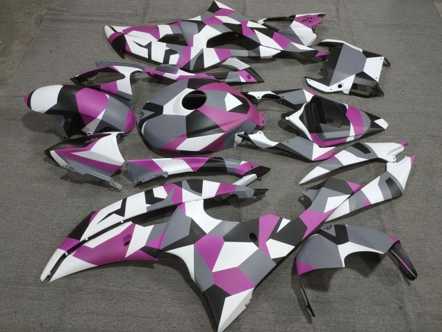 2008-2016 White Pink Grey Black Camouflage Yamaha YZF R6 Motorcycle Fairings UK