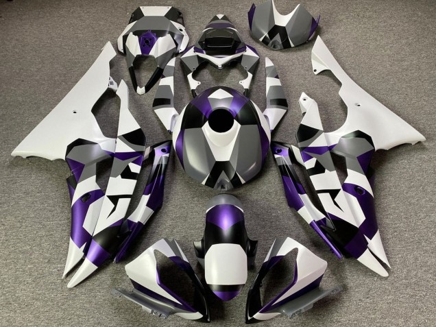 2008-2016 White Purple Grey Black Camouflage Yamaha YZF R6 Motorcycle Fairings UK