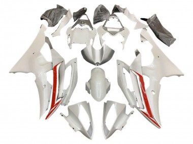 Buy 2008-2016 Pearl White Red Yamaha YZF R6 Motorcycle Fairing Kits UK