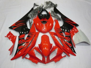 Buy 2008-2016 Red Glossy Black Flame Yamaha YZF R6 Motorcycle Fairings UK