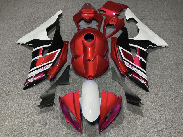2008-2016 White Red Glossy Black Stripe Yamaha YZF R6 Motorcycle Fairings UK