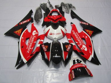Buy 2008-2016 White Red Black Santander Yamaha YZF R6 Motorcycle Fairings UK