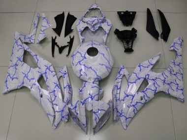 Buy 2008-2016 White Blue Lightning Yamaha YZF R6 Motorcycle Fairings UK