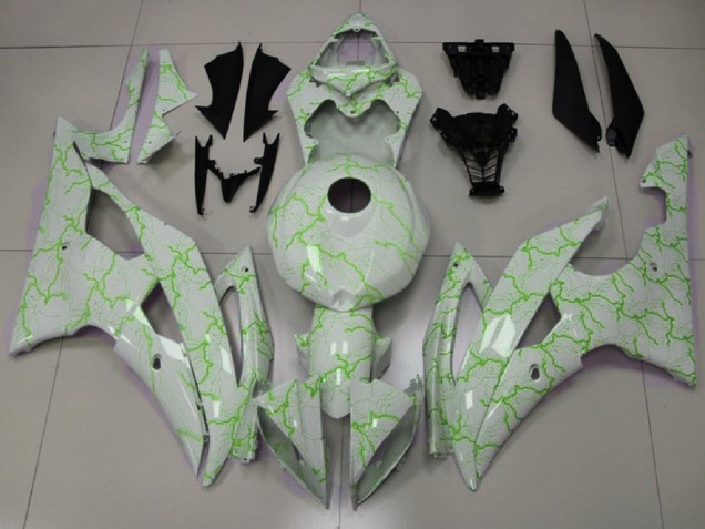 2008-2016 White Green Lightning Yamaha YZF R6 Motorcycle Fairings UK