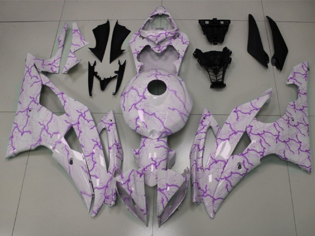 2008-2016 White Purple Lightning Yamaha YZF R6 Motorcycle Fairings UK