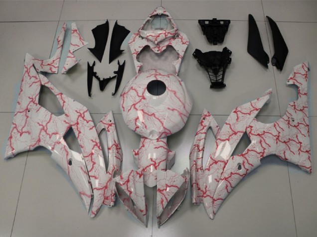 2008-2016 White Red Lightning Yamaha YZF R6 Motorcycle Fairings UK
