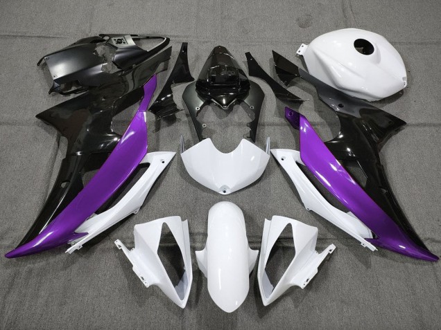2008-2016 White Purple Glossy Black Yamaha YZF R6 Motorcycle Fairings UK