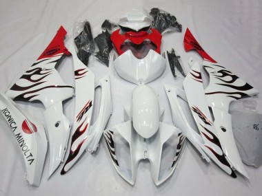 Buy 2008-2016 White Red Black Flame Yamaha YZF R6 Motorcycle Fairings UK