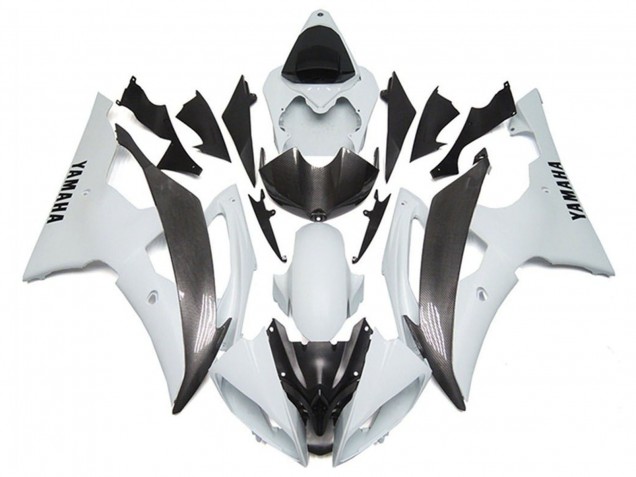 2008-2016 White Faux Carbon Fiber Style Yamaha YZF R6 Motorcycle Fairings UK