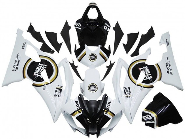 2008-2016 White Black Lucky Strike Yamaha YZF R6 Motorcycle Fairings UK