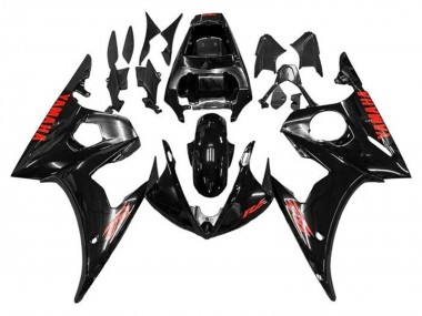 Buy 2005 Glossy Black Red Yamaha YZF R6 Motorcycle Fairings UK