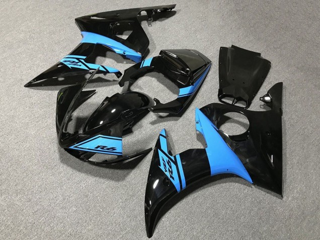 2005 Glossy Black Light Blue Yamaha YZF R6 Motorcycle Fairings UK