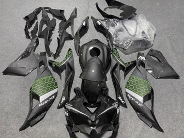 Buy 2019-2025 Faux Carbon Fiber Green Grey Kawasaki ZX4R ZX-4RR Motorcycle Fairings UK