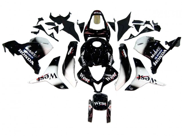 2009-2012 Glossy Black White West Honda CBR600RR Motorcycle Fairings UK