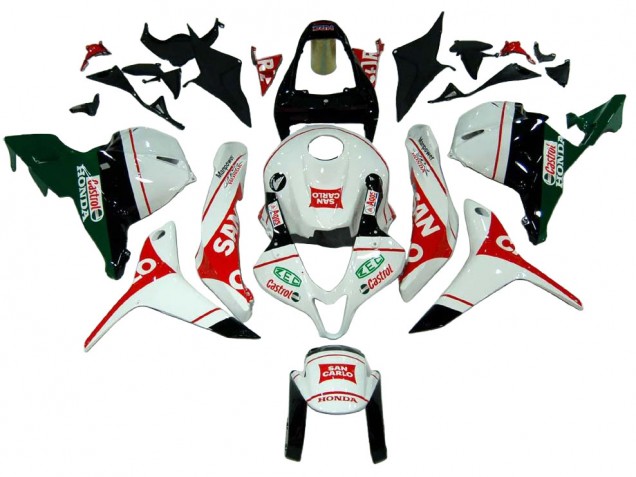 2009-2012 White Red Green Castrol San Carlo Honda CBR600RR Motorcycle Fairings UK