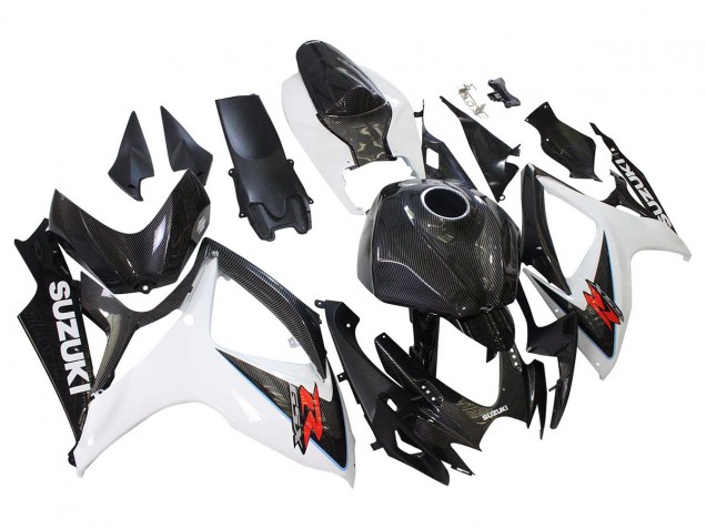 2006-2007 Black White Carbon Fiber Style Suzuki GSXR 600/750 Motorcycle Fairings UK