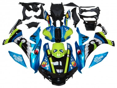 Buy 2015-2019 Blue Green Black Shark Yamaha YZF R1 Motorcycle Fairings UK