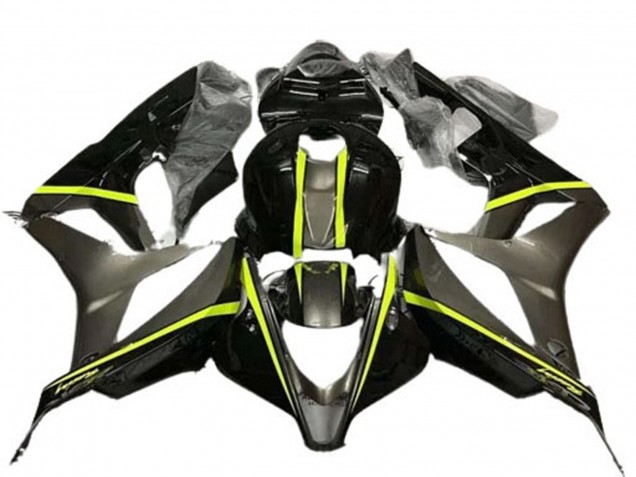 2007-2008 Glossy Black High Viz Yellow Honda CBR600RR Motorcycle Fairings UK