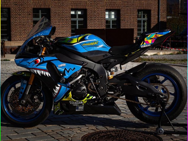 2015-2019 Blue Yellow Shark Yamaha YZF R1 Motorcycle Fairings UK