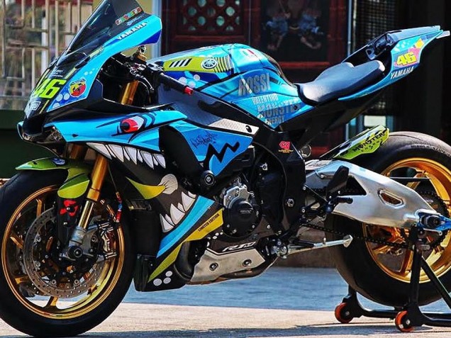 2015-2019 Blue Yellow Shark Yamaha YZF R1 Motorcycle Fairings UK