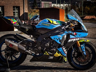 Buy 2015-2019 Blue Yellow Shark Yamaha YZF R1 Motorcycle Fairings UK