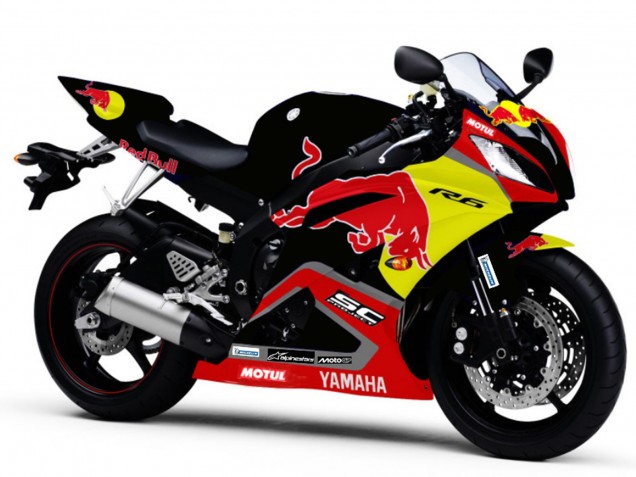 2006-2007 Glossy Black Yellow Red Bull Motul Yamaha YZF R6 Motorcycle Fairings UK