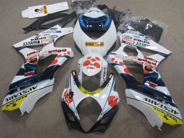 2007-2008 White Red Blue Yellow Dark Dog Suzuki GSXR 1000 Motorcycle Fairings UK